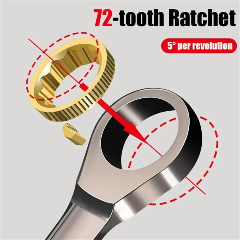 Imagem -03 - Metal Ratchet Wrench Grupo Ferramentas Chave Universal Mecânico Oficina Multifunções Profissional Acessórios Completos 12 Pcs