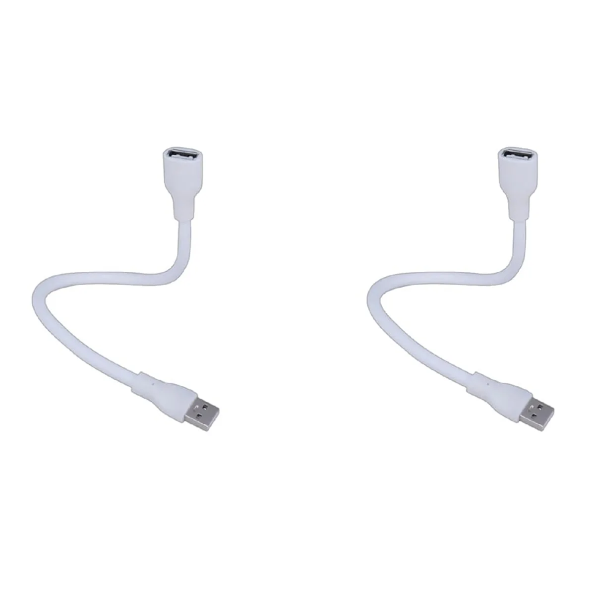 AT42 2 قطعة كابلات تمديد USB مرنة ذكر إلى أنثى مع مصدر طاقة 2 النوى مثالي لقراءة الكمبيوتر المحمول بإضاءة USB