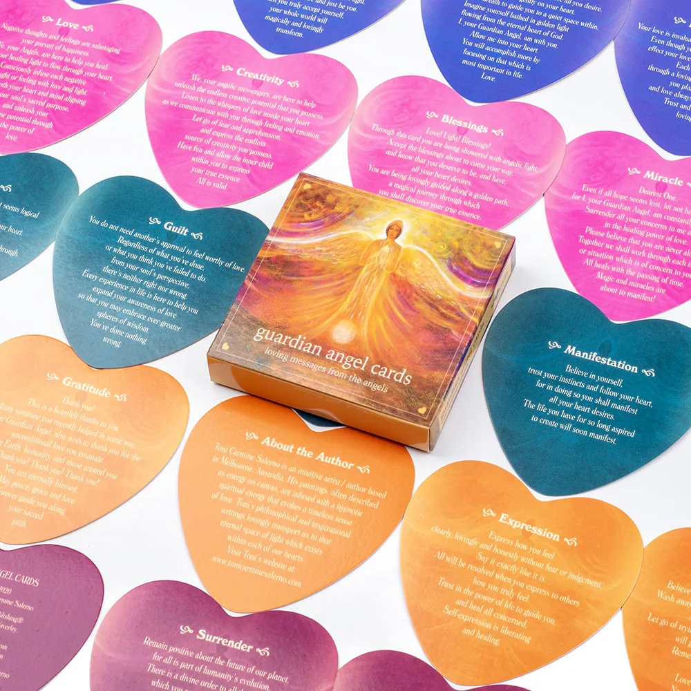 Gudian Angel Cards Herzförmige englische Oracle-Karte, 46-Karten, liebevolle Nachrichten aus den Engeln – Detail 7