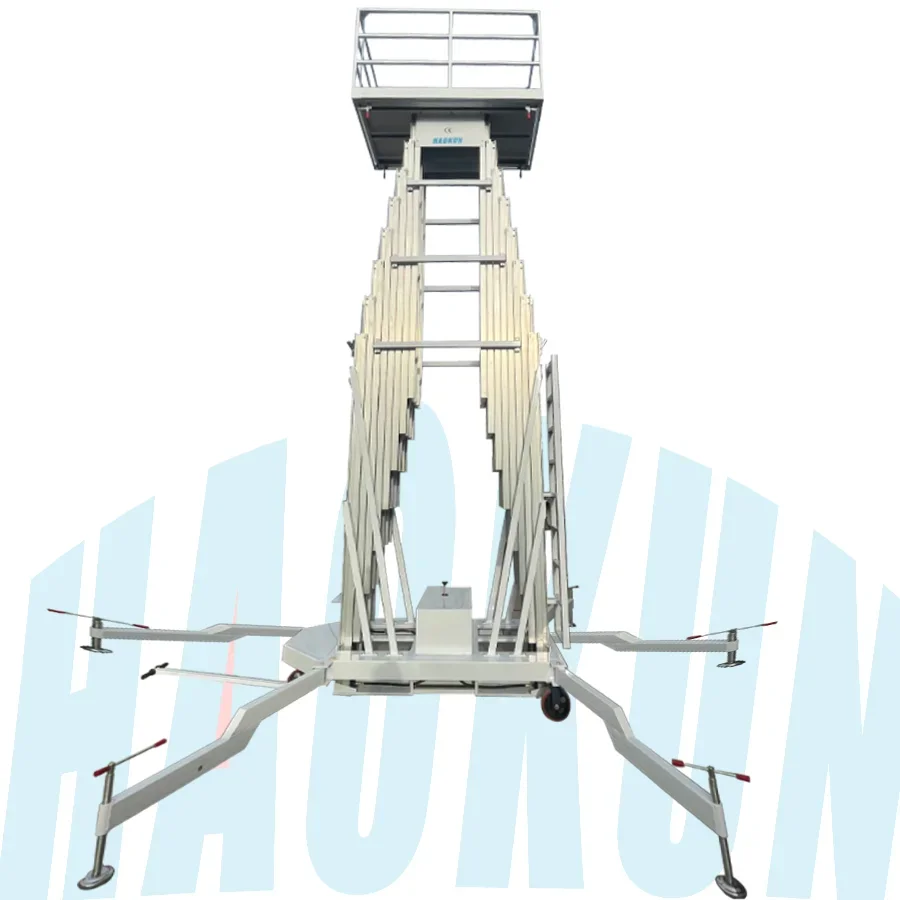 Hydraulic Vertical Aluminium Elevator Small Mobile Lift Double Mast Aerial Work Platforms