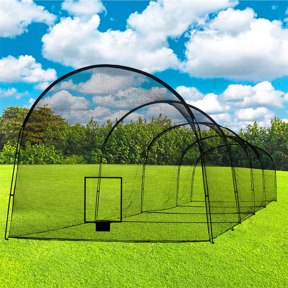 Baseball Batting Cage Net, Durable Polyester Net with Metal Frame, 6 in 1 Practice Setup for Hitting Training