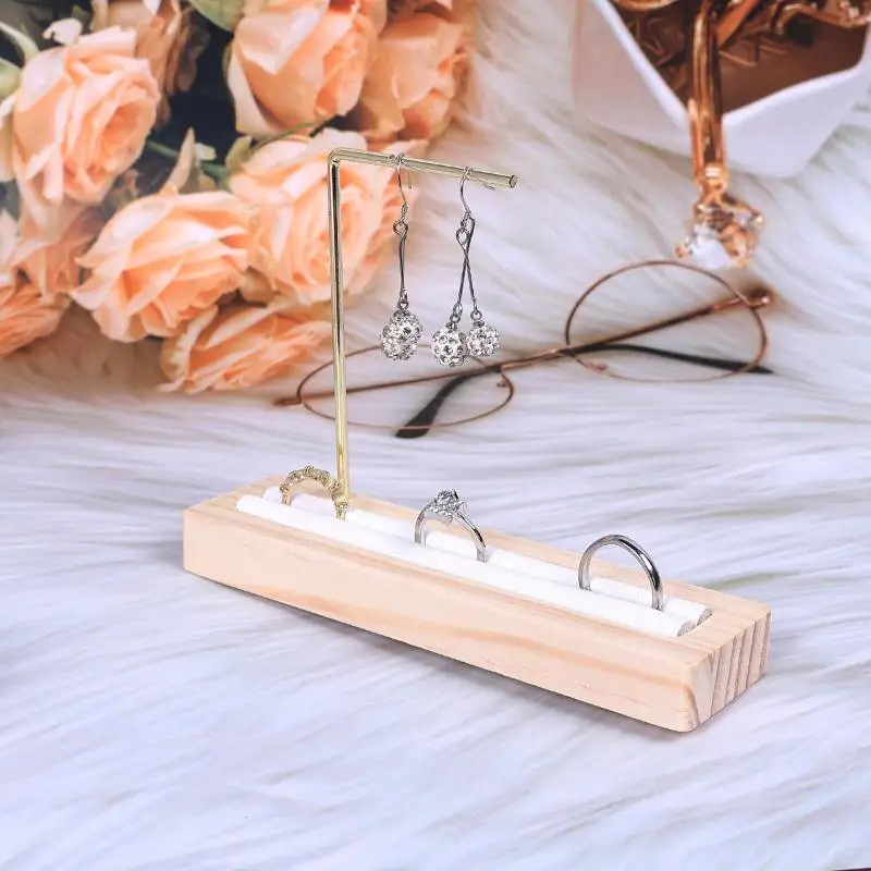 Деревянное основание, металлическая L-образная подставка для серег, ювелирных изделий, держатель для ожерелья, стойка для ювелирных изделий, реквизит золотого цвета, инструмент для демонстрации
