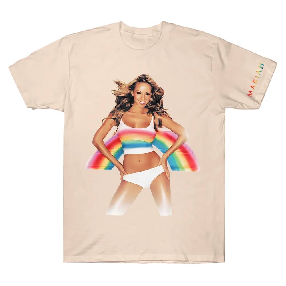 Mariah Carey Merch Rainbow T-Shirt  for Men Women Creative Cotton Tees Crew Neck Short Sleeve T Shirt Printed High Quality Tops