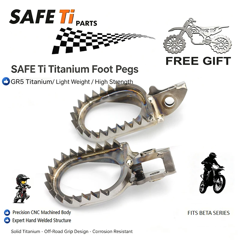 SAFETI Titanium Alloy Footpegs, Motorcycle Footrest Foot Pegs For BETA RR250 RR350 Motocross Dirt Bike