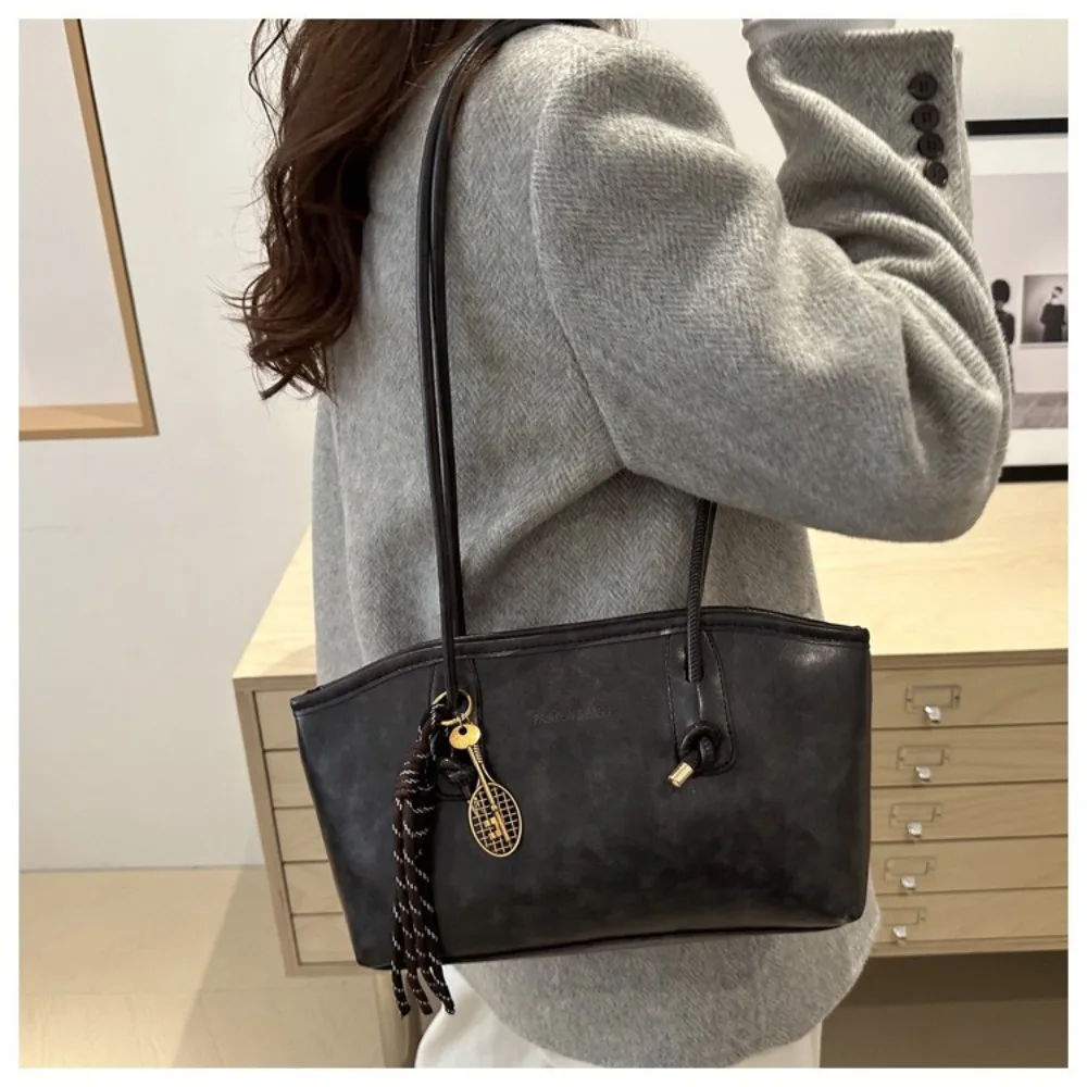 

New Large Capacity Work Shoulder Bag PU Leather Simple Crossbody Bag Solid Color Tote Bag Women Female