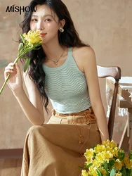 MISHOW Hanging Neck Wave Pattern Tank Top 2024 Summer Breathable Elegant Minimalist Sleeveless Camis Suspended Tops MXD24Z0637