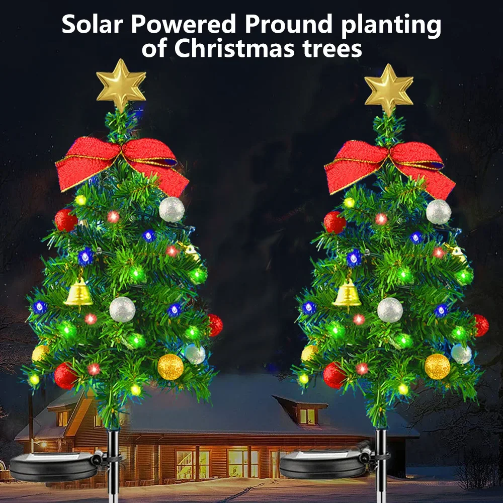 68cm Solar Christmas Tree Decor Lights Outdoors Waterproof LED Lawn Garden Patio Porch Landscape Lamps Christmas Party Gifts