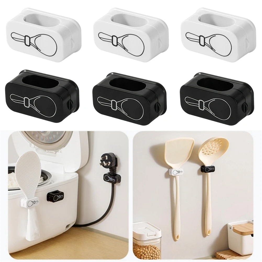 3pcs Rice Spoon Storage Rack Multifunctional Magnet Rice Paddle Holder Wall Mounted Kitchen Storage Rack Cable Storage Clip