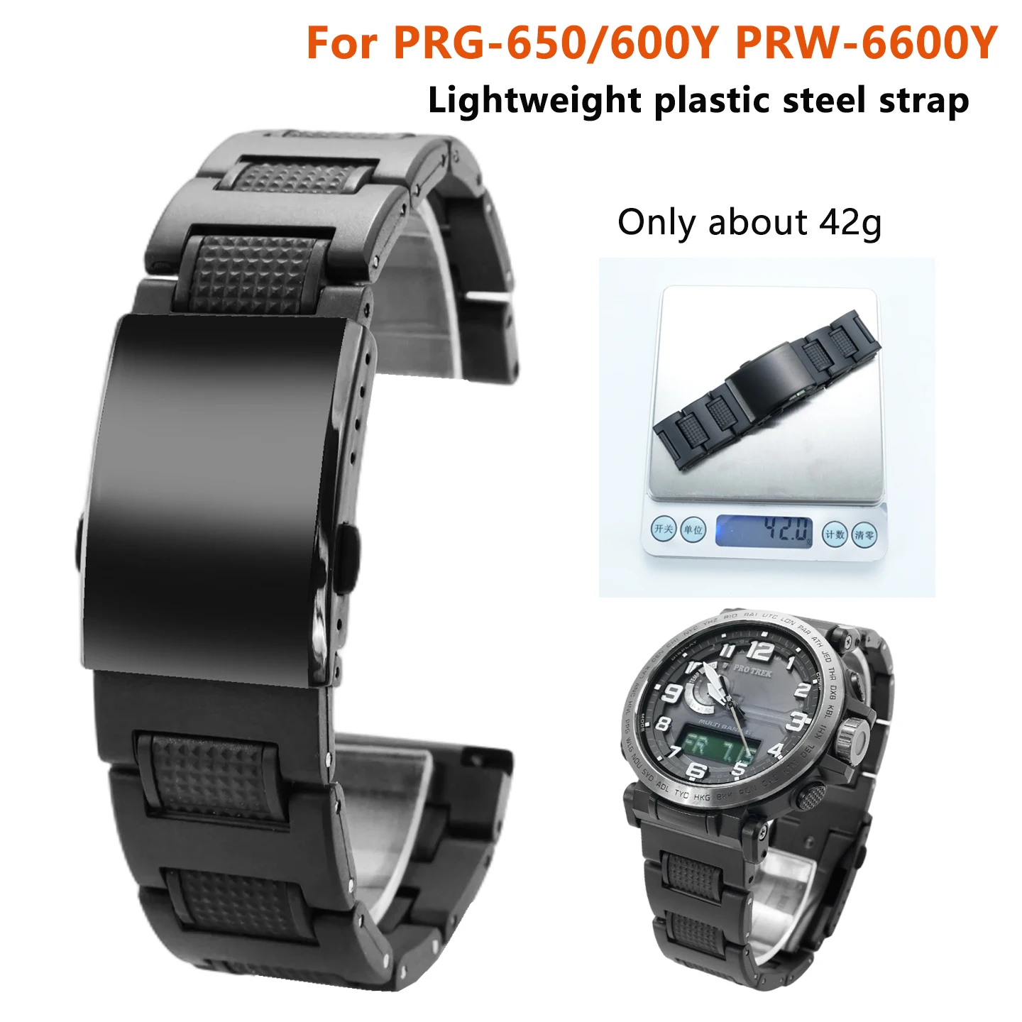 24mm strap for Casio watch RG-650Y PRG-600Y PRW-6600YB GA2300 modified lightweight composite plastic steel strap men's watchband