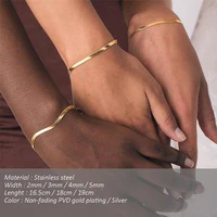 SUNIBI Women Trend Classic Snake Chain Bracelet Gold Color Width 2/3/4/5MM Stainless Steel Chain Bracelet For Women Jewelry Gift - Image 2