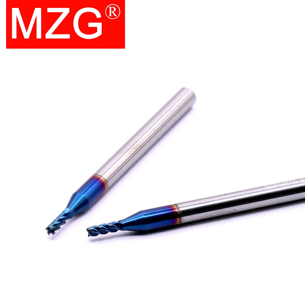 MZG HRC65 4 Flute Nano Blue Coating 1 - 20 mm Flat Milling Cutter Tungsten Steel Hard Metal Cutter Carbide Center End Mill Tools