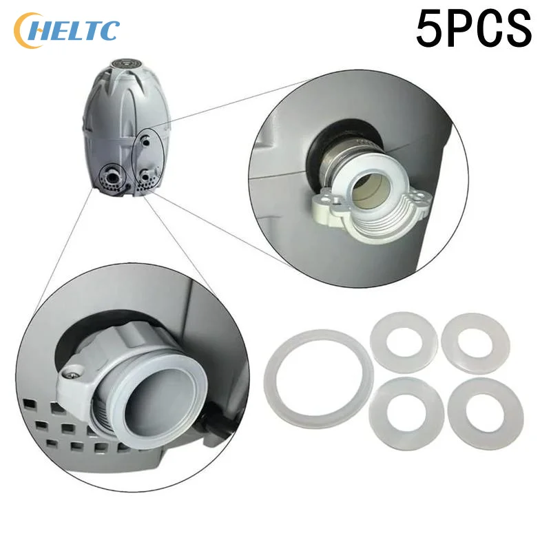 5PCS White Connector Seal Gasket Set Air Pump Gasket Compatible With Bestway Coleman SaluSpa Lay-Z-Spa Inflatable Hot Tub Gasket