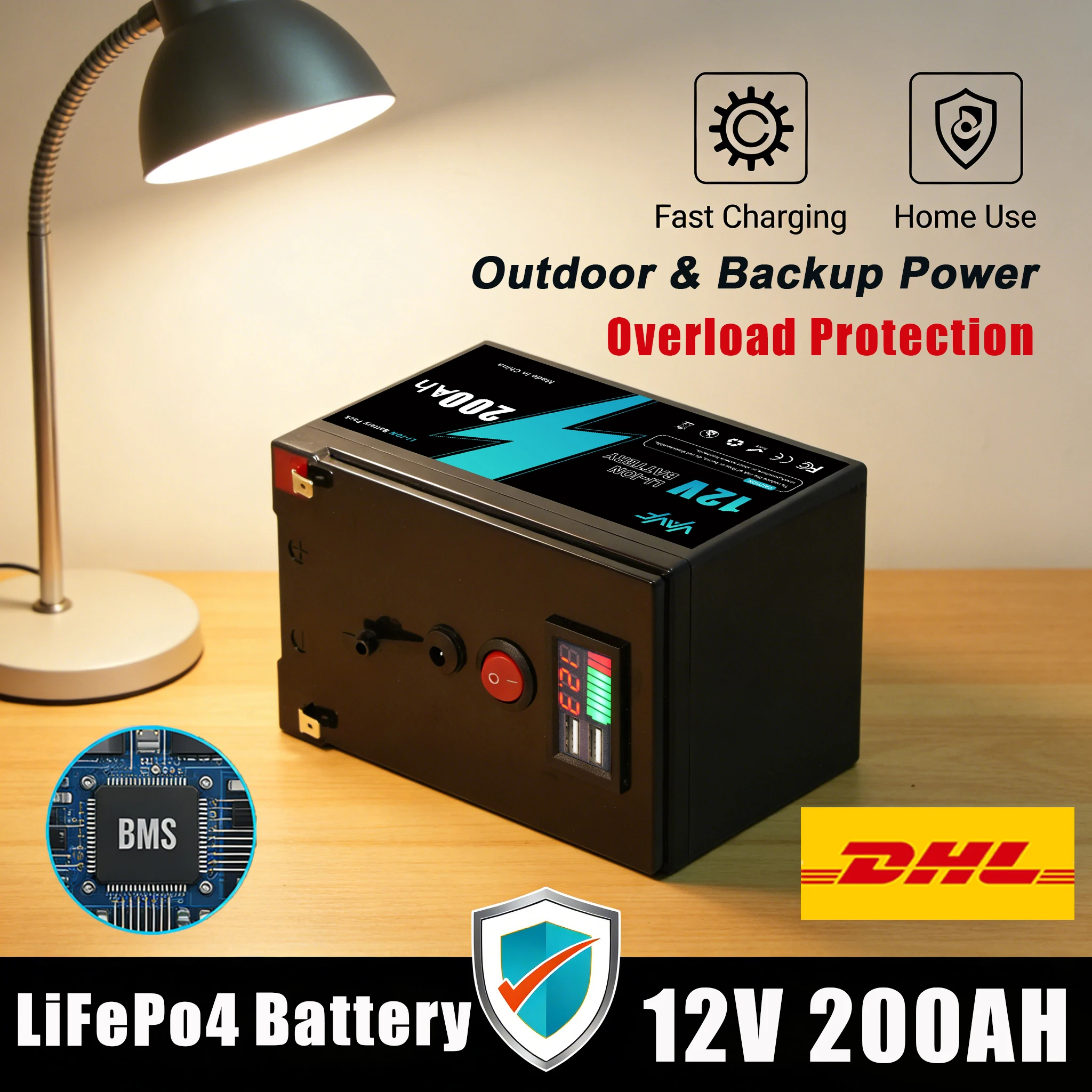 

Высокоемкостные аккумуляторы LiFePO4 ⏱️ Аккумулятор 12В 200000мАч С интегрированным BMS-решением для солнечных панелей, автодомов, яхт и резервного питания