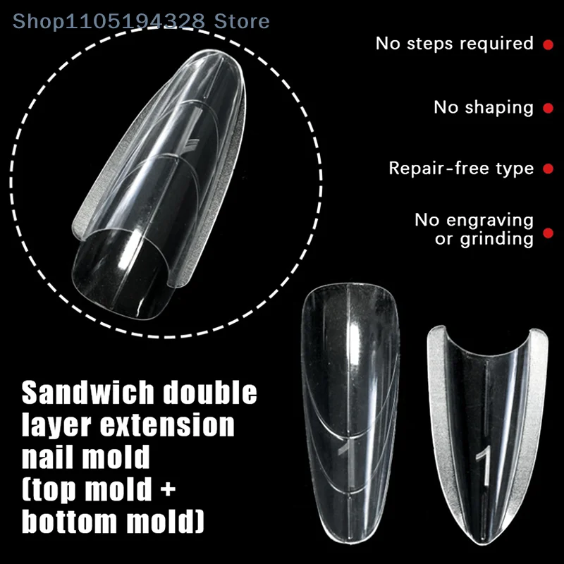 [YA]샌드위치 듀얼 네일 폼 240개 15사이즈 익스텐션-듀얼 폼 코핀 아몬드 네일 폼 탑 몰드 바텀 몰드
