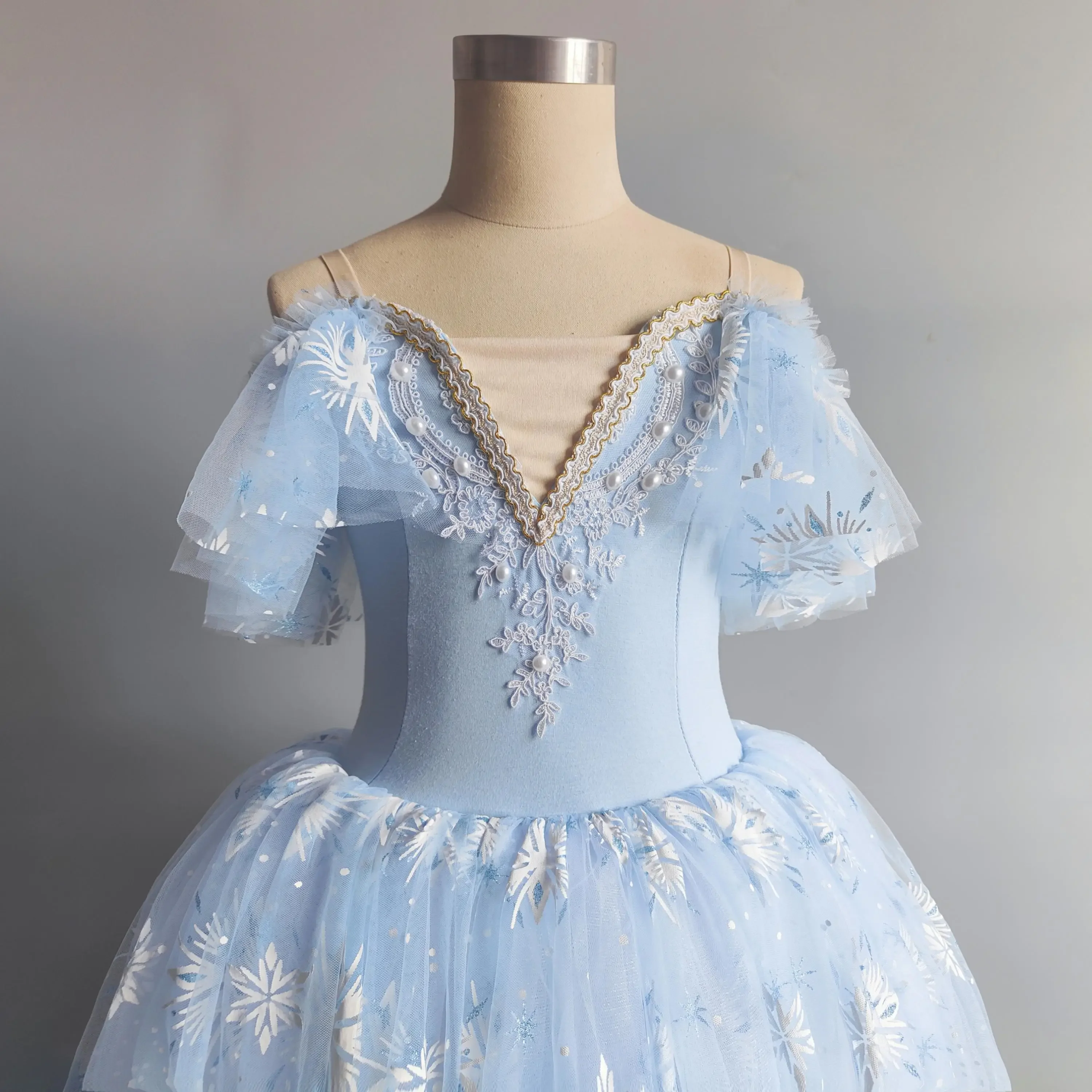 فستان باليه وردي أزرق للفتيات ملابس الأداء طويلة رومانسية باليه توتو بحيرة البجع راقصة الباليه الأطفال زي الباليه الجنية