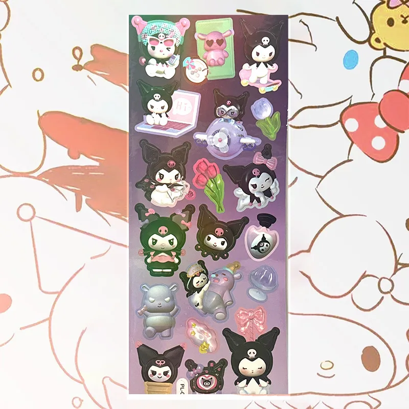 Imagem -04 - Sanrio Cartoon Animais Adesivos para Scrapbooking 3d Kuromi Kitty Diário Faça Você Mesmo Adesivo Decorativo Etiqueta Album Stick Presente 48 Pcs Lot