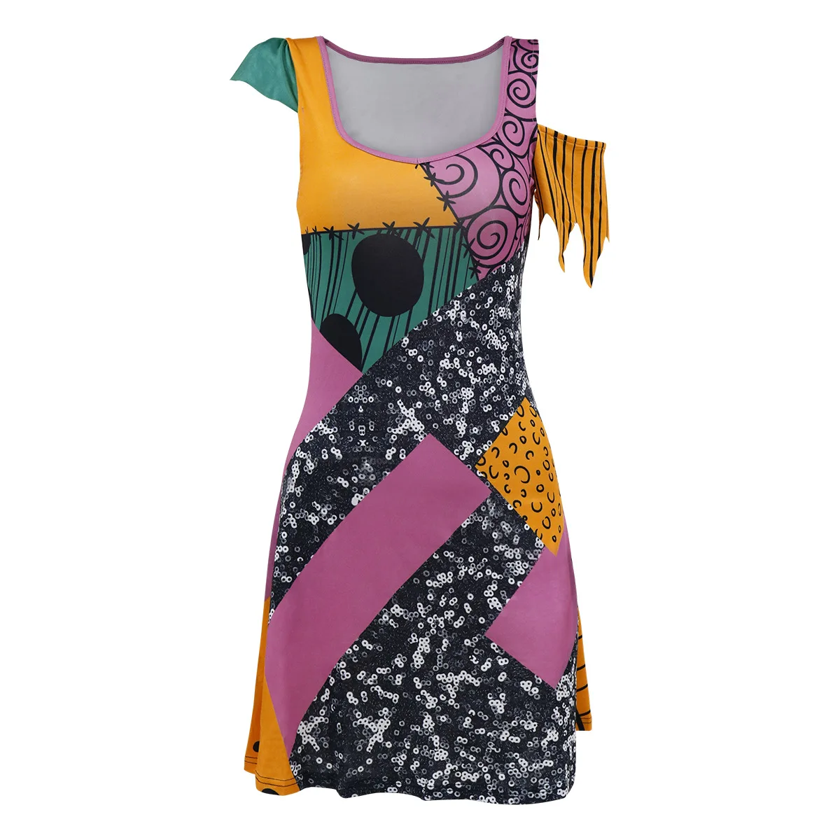 loween Cisas imprimé Dr femmes k Sle taille moyenne régulier Sve t-shirt fibre d'acétate ort Sve jupe Midi