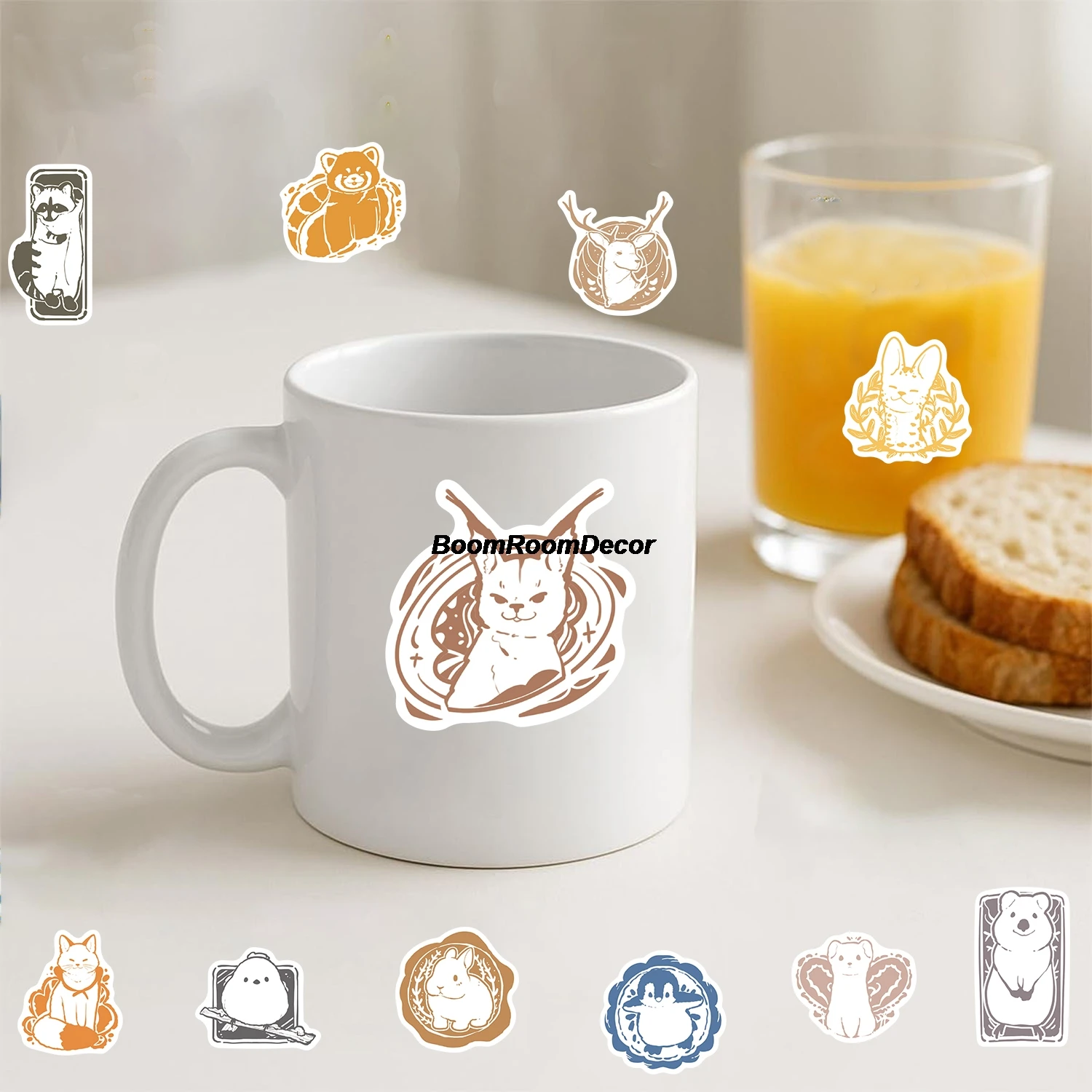 50PCS Small Animal Postmark Sticker Nostalgia Home Living Suitcase Guitar Stationery Skateboard Scrapbooking Phone Stickers