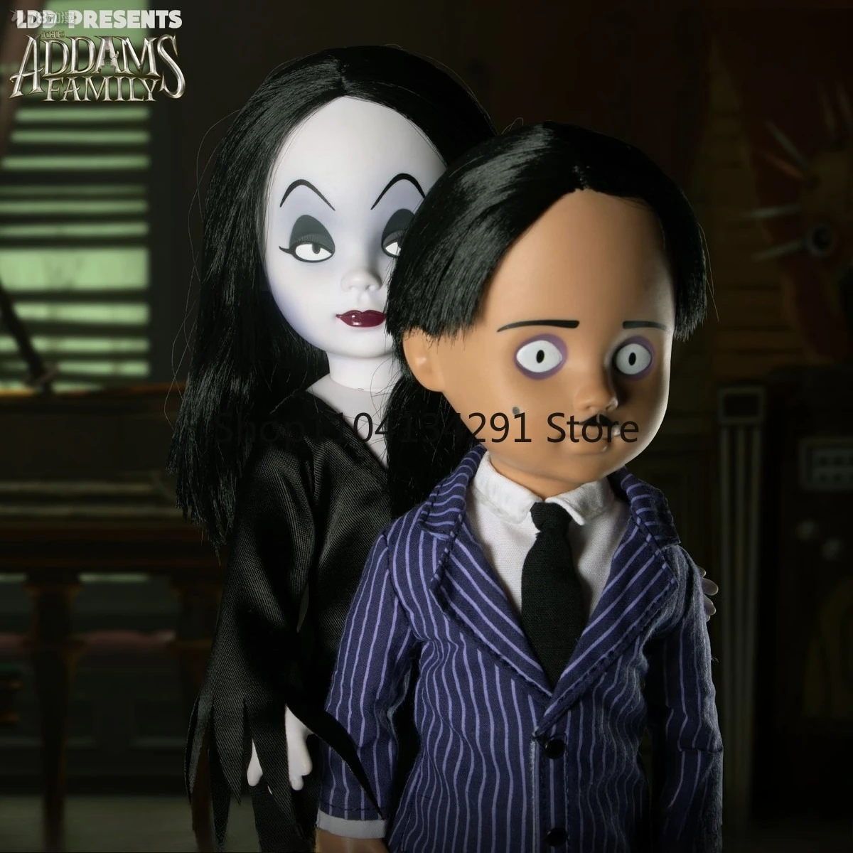 Original MEZCO Antiguo 10 pulgadas LDD Living Dead Doll Series: La Familia Addams - Figuras Mr. y Mrs. Addams, Fester y Moe