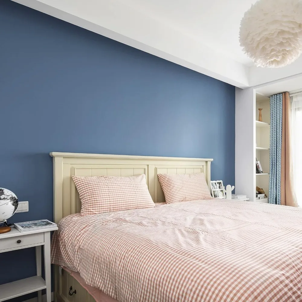 ورق جدران قابل للتقشير واللصق باللون الأزرق الداكن مقاس 23.6 × 474 - ورق اتصال ذاتي اللصق غير لامع، لون خالص، مقاوم للماء للجدران