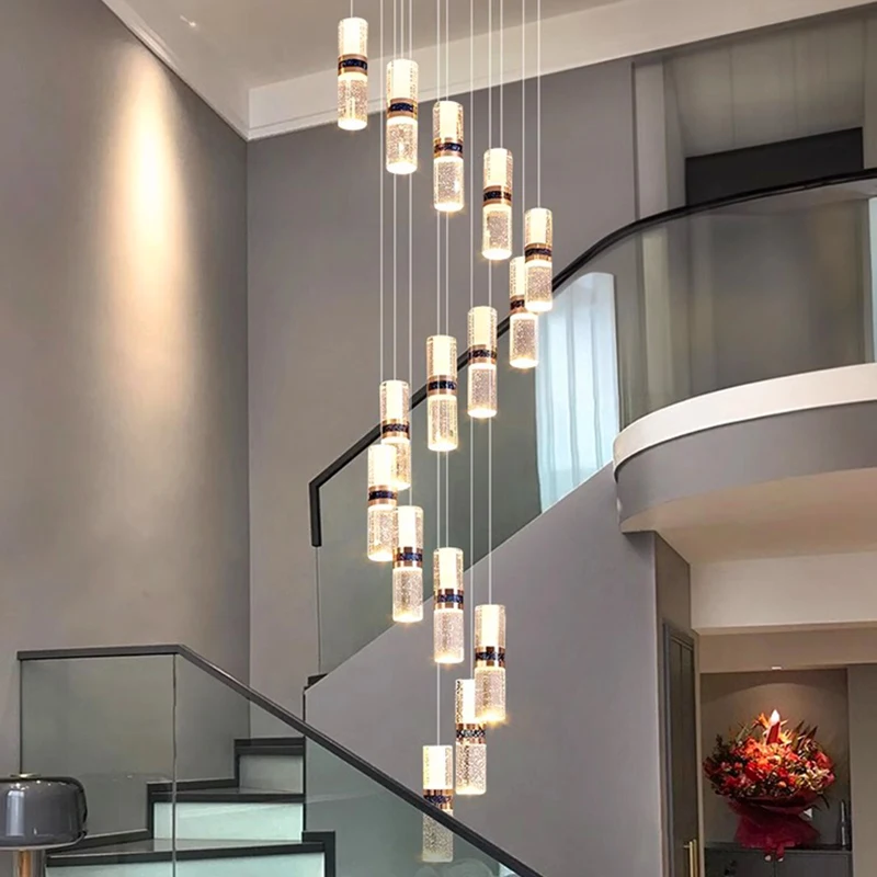 Imagem -04 - Modern Crystal Chandelier For Home Decoration Stair Pendant Lamp Living Room Pendant Lights Iluminação Interior