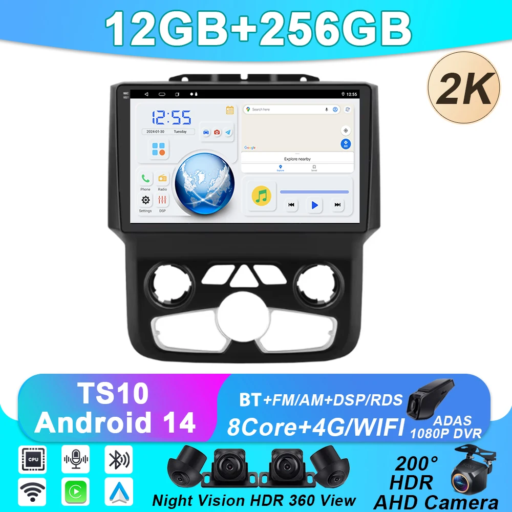 

4G WIFI Head Unit Multimedia For Dodge Ram 1500 2500 3500 2013-2018 Car Android Radio GPS Navigation Video Player Stereo No 2din