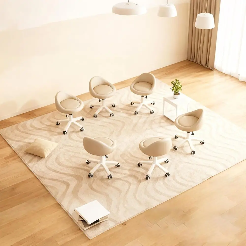 

Set of 6 Ergonomic Swivel Stools - Adjustable Height, Quiet Wheels, Padded Leather Cushion, Ideal for Snack, Office, Massage & M