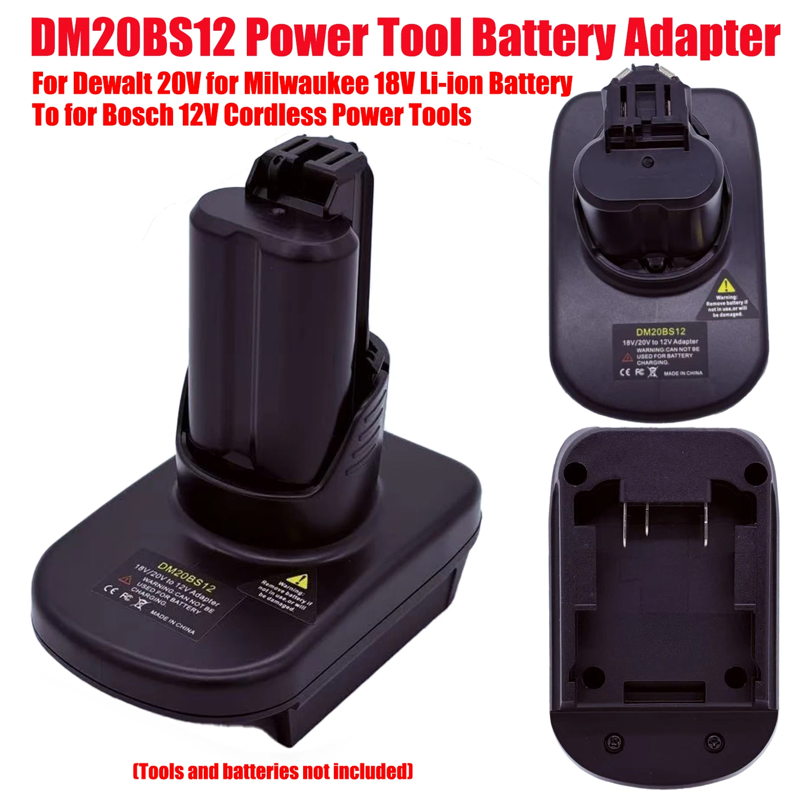 

HAKSINKY DM20BS12 Power Tool Battery Adapter for Dewalt 20V for Milwaukee 18V Li-ion Battery Convert To Work for Bosch 12V Tool