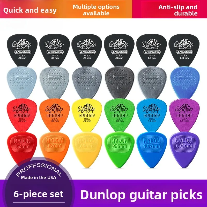 Zestaw 6 kostek gitarowych Dunlop Jazz3 Frosted Turtle, nylonowe kostki do gitary folkowej i jazzowej, akcesoria gitarowe