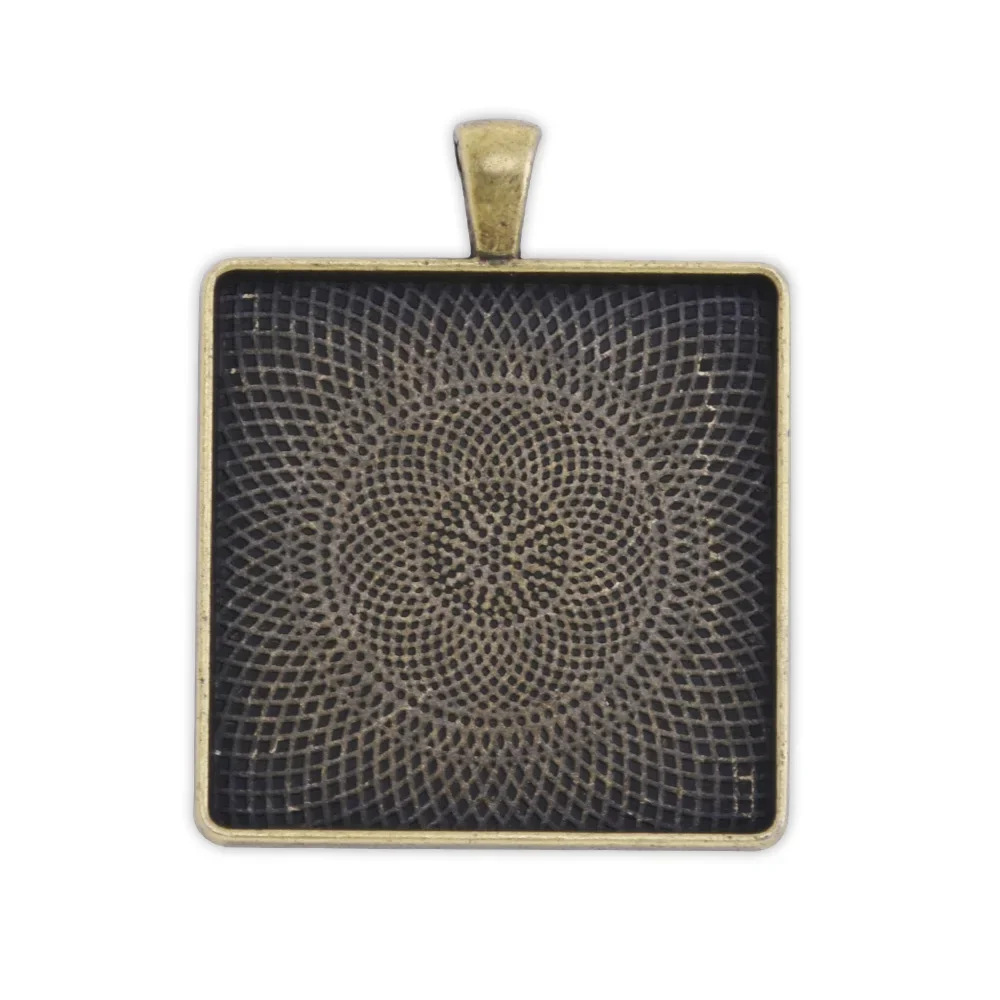 

20 Antique Bronze Pendant Trays Fit 30x30mm Square Cabochon Depth 3.5mm