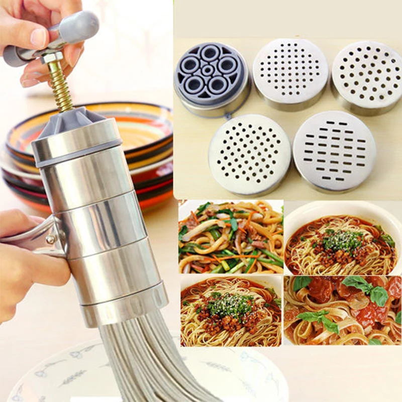 Noodle Maker Household Manual Stainless Steel Pressing Machine Kitchen Tool Hollow Noodle Machine Handmade Noodle Machine