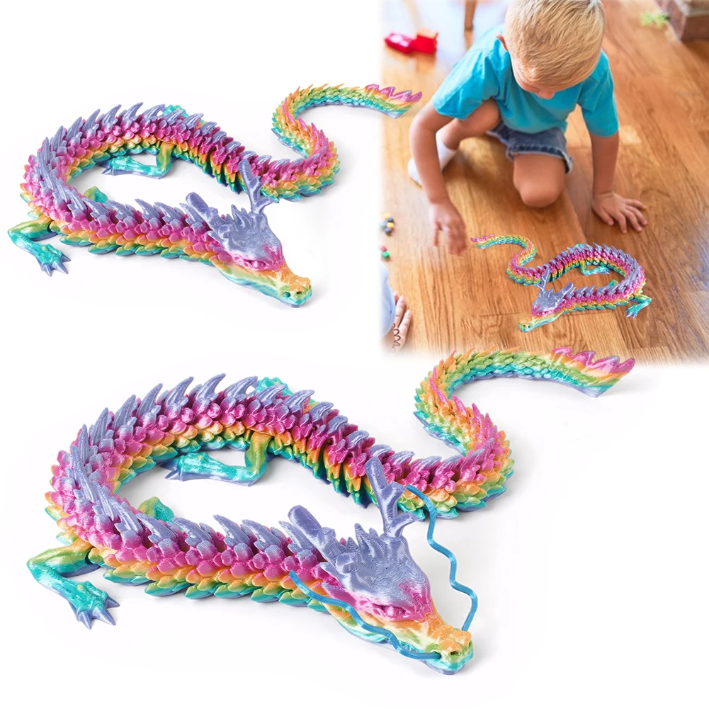 

2Pcs 3D Printed Movable Dragon Ornament Multi-Purpose Colored Desktop Dragon Ornament Conjoined Dragon Ornaments Gift for Friend