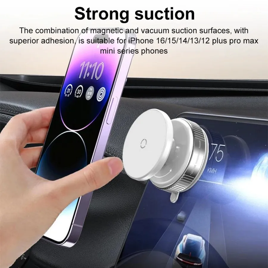 Magsafe Magnetic Vacuum Car Phone Holder, Intelligent Car Mount 360° Rotation Magnetic Vacuum Adsorption Suction Cup Bracket Car image 5