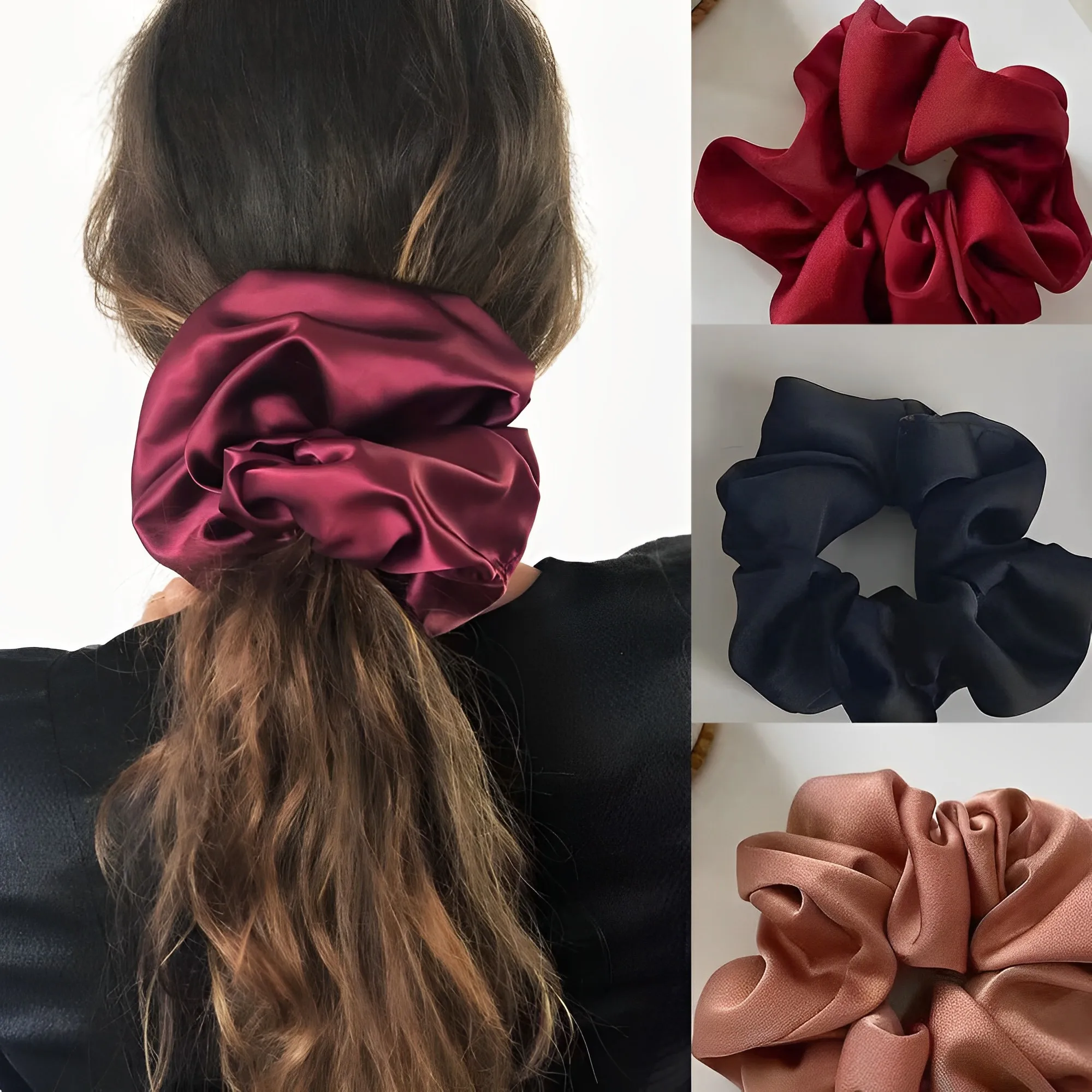 

Woman Scrunchies Solid Hair Ring Ties For Girls Ponytail Holders Rubber Band Elastic Hairband Hair Accessories Headwear