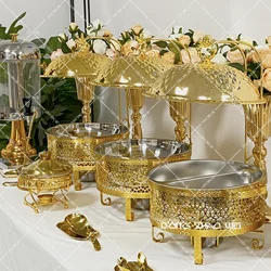 4.5L small one Other hotel Chafing dish With Lid Holder Food Warmer Diamond Cover 4.5L  Golden Four-Leaved Clover Chafing Dish