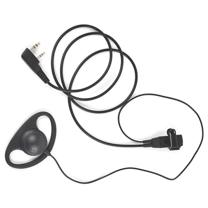 Single Wire Earpiece Headset Kit MIC PTT Mic D Shaped 2 Pin Radio Earphone Walkie Talkie Ear Hook