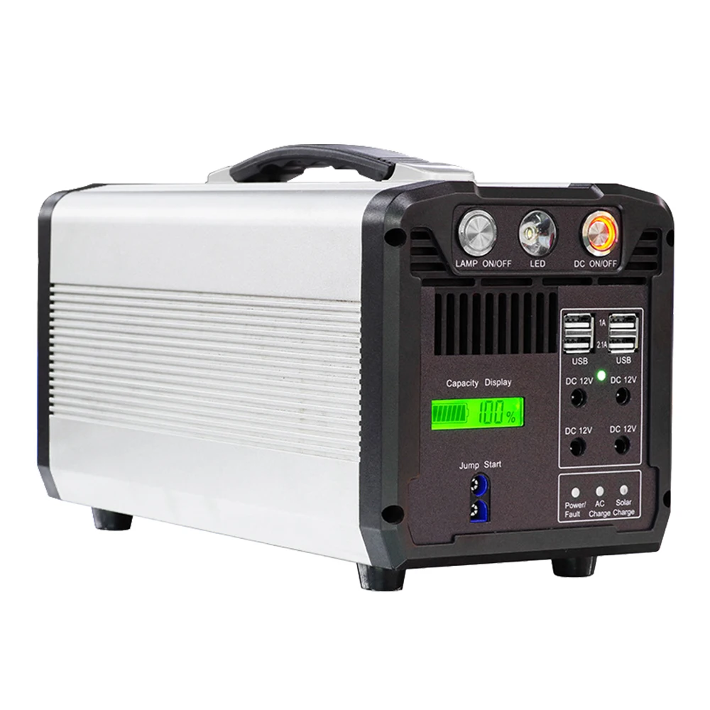 

700W rechargeable portable power station camping home solar generator 110V 220V pure sine wave supply battery backup