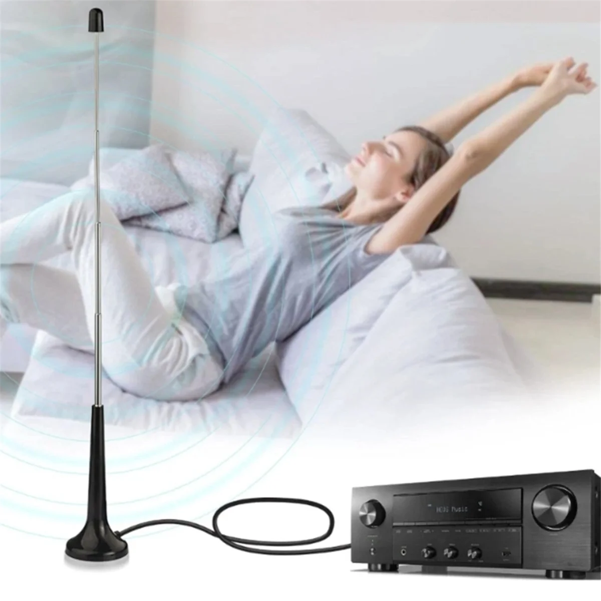 AA87C FM Telescopic Antennas for DAB FM Antennas Indoor FM Radio Antennas with 3 Adapter for Household Digital FM Radio