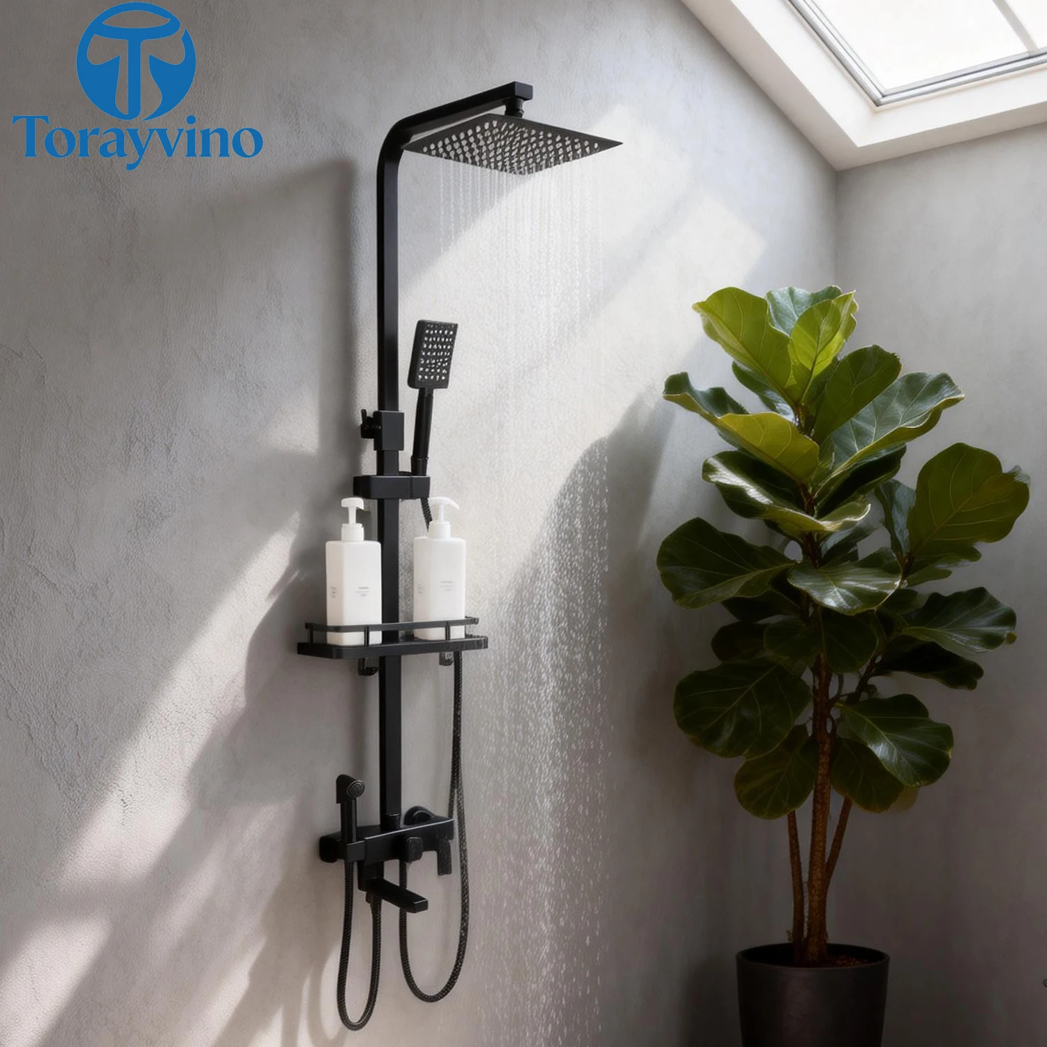 

Torayvino Bathroom Showers Faucet 4 Function Height Adjust Mixer Crane Shower System Set Rotatable Spout Rainfall Shower Spray