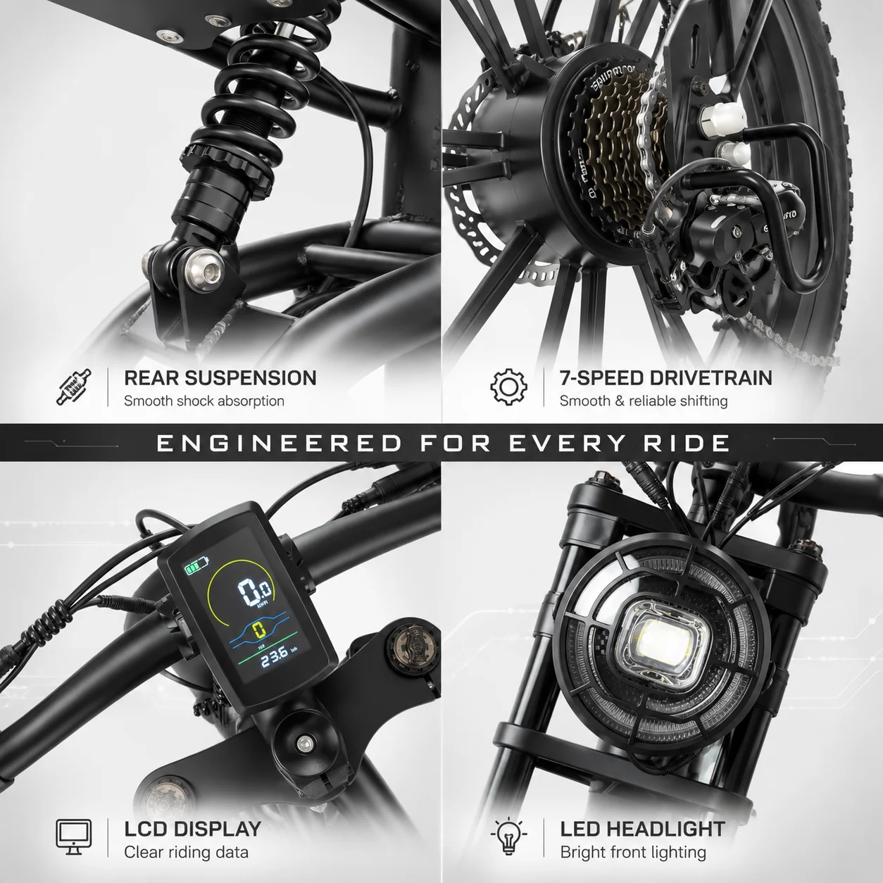Electric Bike, 1500W 60V 23.4AH Battery, 7-speed, 20-inch Fat Tire, 40-60KM Range，Multi-color selection image 5