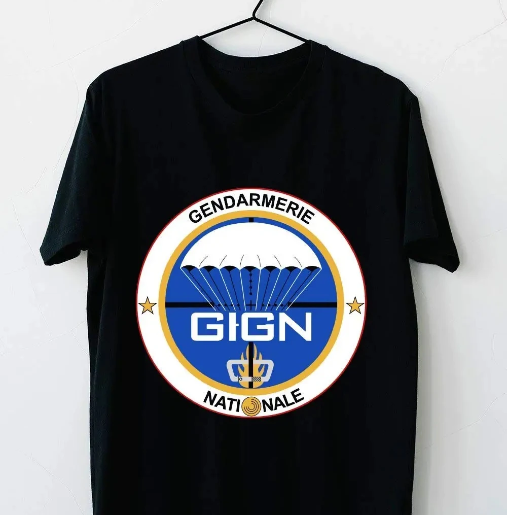 

GIGN Франция Спецназ Военная Мужская футболка с коротким рукавом Повседневная рубашка из 100% хлопка