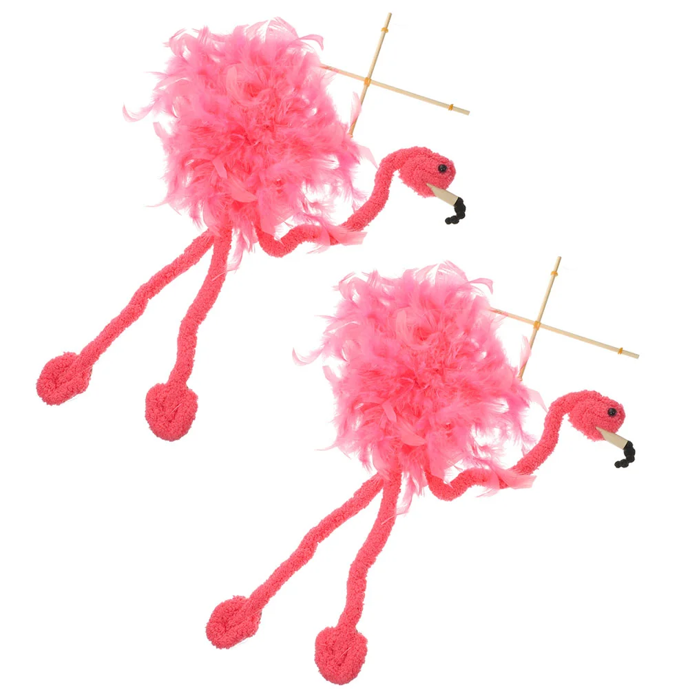 Marionetas de juguete para marionetas, ostros de marionetas, animales de peluche, marionetas de utilería de espectáculo de bambú para marionetas de flamencos, 2 uds.