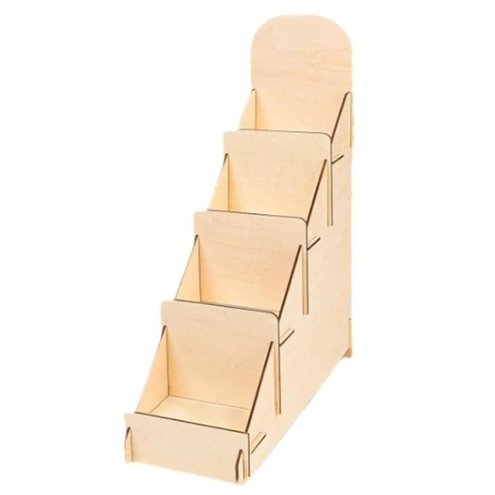 

4 Tier Wooden Greeting Card Display Stand DIY Modern Design Business Card Storage Rack Save Space Detachable