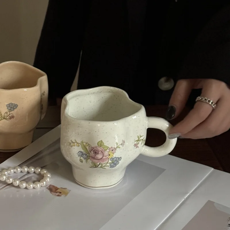

Французская ретро термостойкая кофейная кружка с ручной росписью, офисная и домашняя ниша, высококачественная керамическая чашка для завтрака, 400 мл