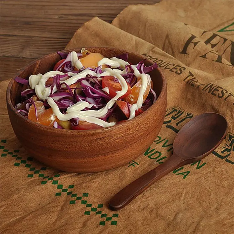 【FLASH DEAL】4X Acacia Wood For Fruits, Salads And Noodle, Salad Wooden Bowl 5.1X2.4Inch