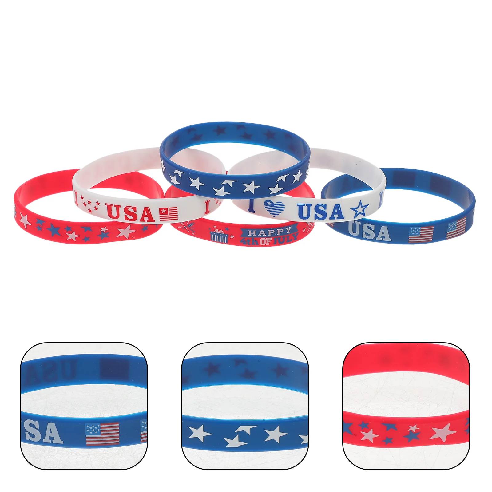 36 pçs pulseira do dia da independência chique pulseira decorativa jóias portátil silicone para equipe tema patriótico sílica gel