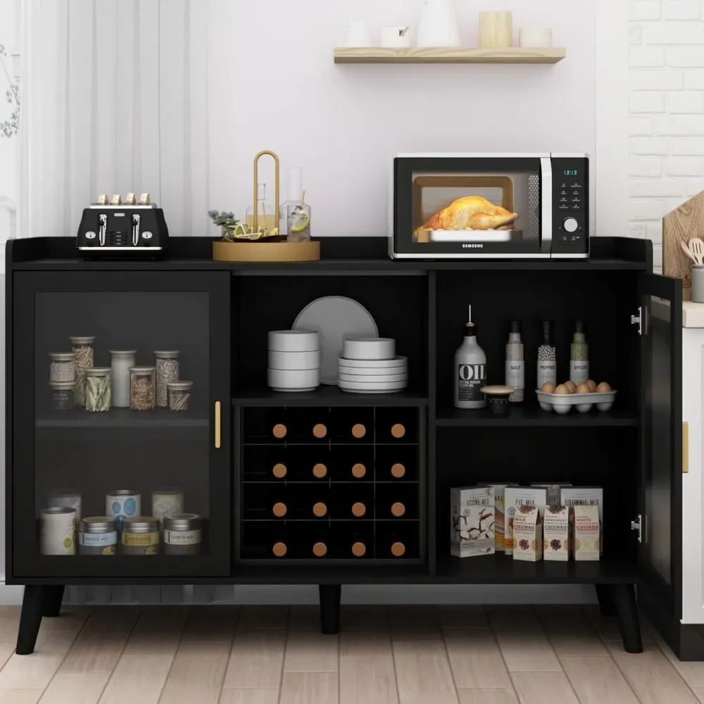 

Bar Cabinet, Home Coffee Cabinets with Wine and Glass Rack, Kitchen Buffet Sideboard with Storage Shelves, Bar Cabinet