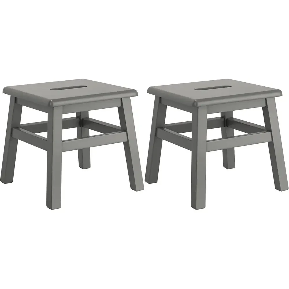 

Gray 12.25 Solid Hardwood Step Stool Set for Adults and Kids, 2-Piece