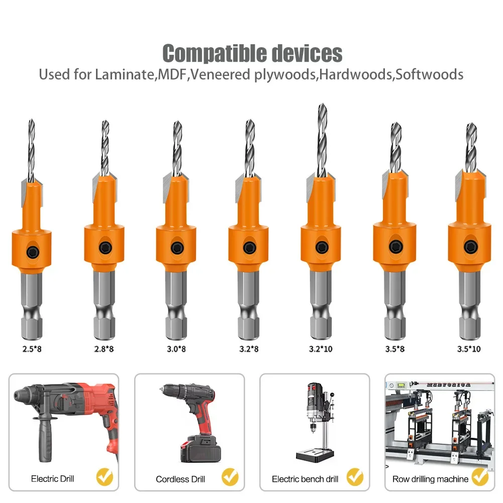Hex Shank HSS Woodworking Countersink Router Bit Screw Extractor Remon Demolition for Wood Milling Cutter