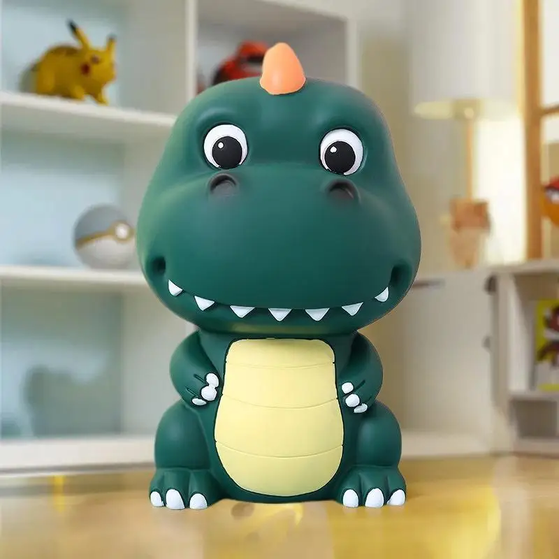 魅力的な恐竜の形をした金庫。ビニールの貯金箱。女の子への誕生日プレゼントに最適です。
